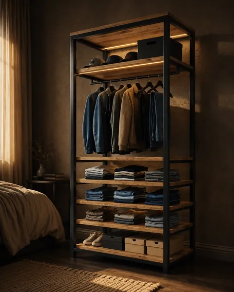 Closet Verona, em ferro galvanizado e madeira maciça