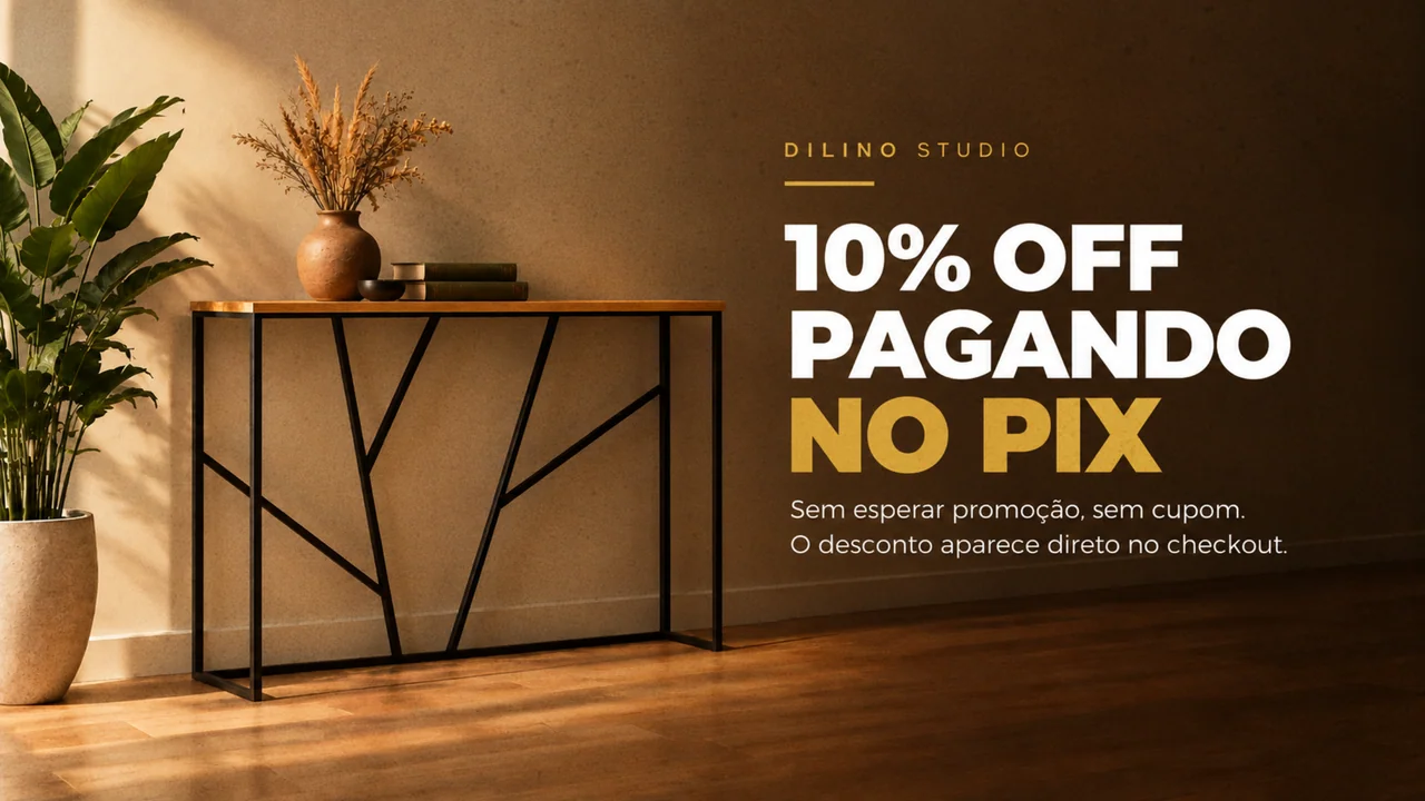 Aparador em ferro e madeira com 10% de desconto pagando no Pix — Dilino Studio